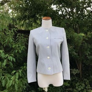 EVAN-PICONE WHITE AND BLUE STRIPED BLAZER